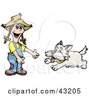 Clipart Illustration Of A Happy Dog Running To A Little Girl
