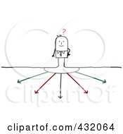 Poster, Art Print Of Stick Businessman Confused As To Which Path To Take