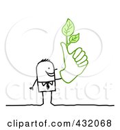 Poster, Art Print Of Stick Businessman With A Green Thumb