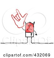 Poster, Art Print Of Devil Stick Man Holding Up A Hand Gesture