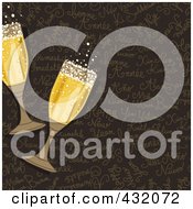 Poster, Art Print Of Two Glasses Of Bubbly Champagne Over A Brown Happy New Year Background