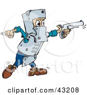 Poster, Art Print Of Man In Metal Armor Shooting A Pistil