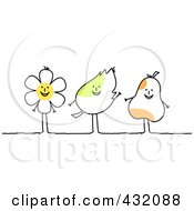 Poster, Art Print Of Happy Flower Leaf And Pear