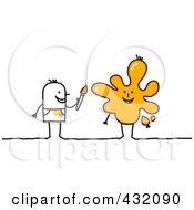 Royalty Free RF Clipart Illustration Of A Stick Man Artist Painting A Splatter by NL shop
