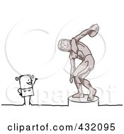 Poster, Art Print Of Stick Woman Waving At A Thrower Statue