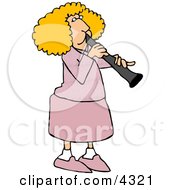 Poster, Art Print Of Female Clarinet Player Playing The Woodwind Clarinet Instrument