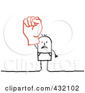 Royalty Free RF Clipart Illustration Of A Stick Man Holding Up A Fist
