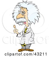 Clipart Illustration Of Albert Einstein Standing And Gesturing With His Finger by Dennis Holmes Designs #COLLC43211-0087