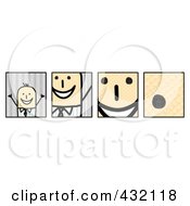 Royalty Free RF Clipart Illustration Of A Digital Collage Of Pieces Of A Happy Stick Businsesman