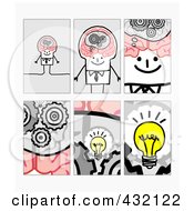 Royalty Free RF Clipart Illustration Of A Digital Collage Of Pieces Of A Stick Businessmans Brain 2