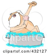 Royalty Free RF Clipart Illustration Of Santa Using A Sponge While Bathing In A Metal Tub by djart