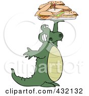 Poster, Art Print Of Alligator Holding Up A Lunch Tray Of Sandwiches