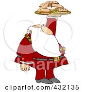Poster, Art Print Of Santa Holding Up A Lunch Tray With Sandwiches