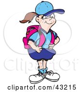 Clipart Illustration Of A Proud School Girl With A Pink Backpack