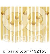 Poster, Art Print Of Golden Christmas Background Of Vertical Stripes White Grungy Snow And Ornaments