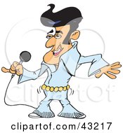 Clipart Illustration Of A Stylish Elvis Impersonator Singing And Shaking His Hips by Dennis Holmes Designs
