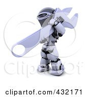 Poster, Art Print Of 3d Robot Standing With A Wrench
