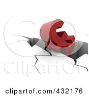 Royalty Free RF Clipart Illustration Of A 3d Red Pound Symbol Crashing Into The Ground