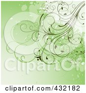 Poster, Art Print Of Green Floral Grunge Background With Vines