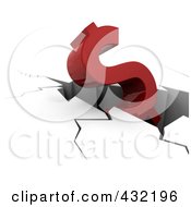 Royalty Free RF Clipart Illustration Of A 3d Red Dollar Symbol Crashing Down by KJ Pargeter