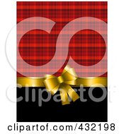 Gold Bow Over Black And Red Plaid Wrapping Paper