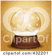 Royalty Free RF Clipart Illustration Of A Snow Globe With Snowflakes Over Gold
