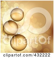 Poster, Art Print Of Golden Christmas Background With Three Baubles Over Sparkly Gold