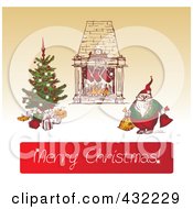 Poster, Art Print Of Sketched Santa By A Heart And Christmas Tree Above Merry Christmas Greeting On Sepia