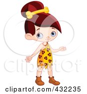Poster, Art Print Of Cute Cave Girl With A Bone In Her Hair