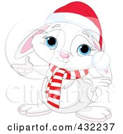 Poster, Art Print Of Christmas Bunny Pointing To The Left