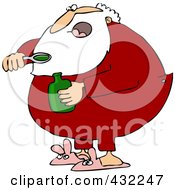Poster, Art Print Of Santa Taking A Spoon Full Of Cough Syrup
