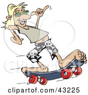 Clipart Illustration Of A Cool Skater Dude Riding Barefoot On A Board by Dennis Holmes Designs