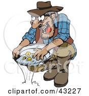 Poster, Art Print Of Dirty Old Gold Miner Finding Nuggets In His Tray