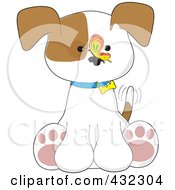 Royalty Free RF Clipart Illustration Of A Butterfly Landing On A Puppys Nose