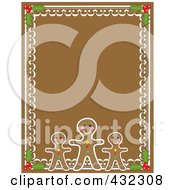 Poster, Art Print Of Gingerbread Man Holly And Frosting Border On Brown Gingerbread