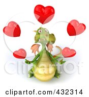 Royalty Free RF Clipart Illustration Of A 3d Dragon Juggling Hearts