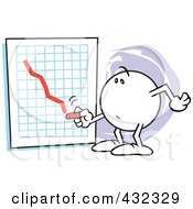 Poster, Art Print Of Moodie Character Drawing A Downswing Line On A Graph