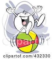 Royalty Free RF Clipart Illustration Of A Moodie Character Sitting Happy On A Ball