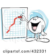 Poster, Art Print Of Moodie Character Happily Drawing An Upswing Line On A Chart
