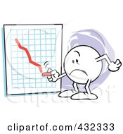 Poster, Art Print Of Moodie Character Drawing A Red Line To Bankruptcy On A Graph
