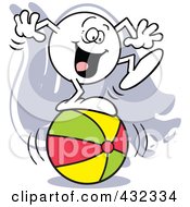 Poster, Art Print Of Moodie Character Standing Happy On A Ball