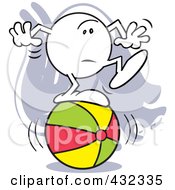 Poster, Art Print Of Moodie Character Standing Nervous On A Ball