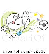 Poster, Art Print Of Moodie Character Kicking A Soccer Ball