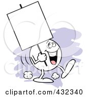 Moodie Character Carrying A Blank Sign With A Happy Expression