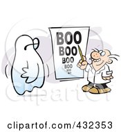 Royalty Free RF Clipart Illustration Of An Optometrist Giving A Ghost A Boo Eye Exam by Johnny Sajem