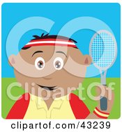 Poster, Art Print Of Sporty Hispanic Boy Playing Tennis