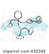 Royalty Free RF Clipart Illustration Of A Stickler Man Balancing An Egg On A Spoon In A Relay Race 4