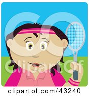 Poster, Art Print Of Latin American Girl Holding A Tennis Racket