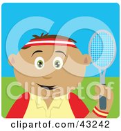 Poster, Art Print Of Sporty Latin American Boy Playing Tennis