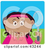 Poster, Art Print Of Mexican Girl Holding A Tennis Racket